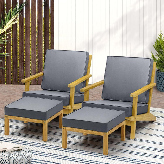 Breeze Designer Outdoor Sun Lounge Armchairs | Soft Cushioned Wooden Patio Lounge Chairs |3 Models