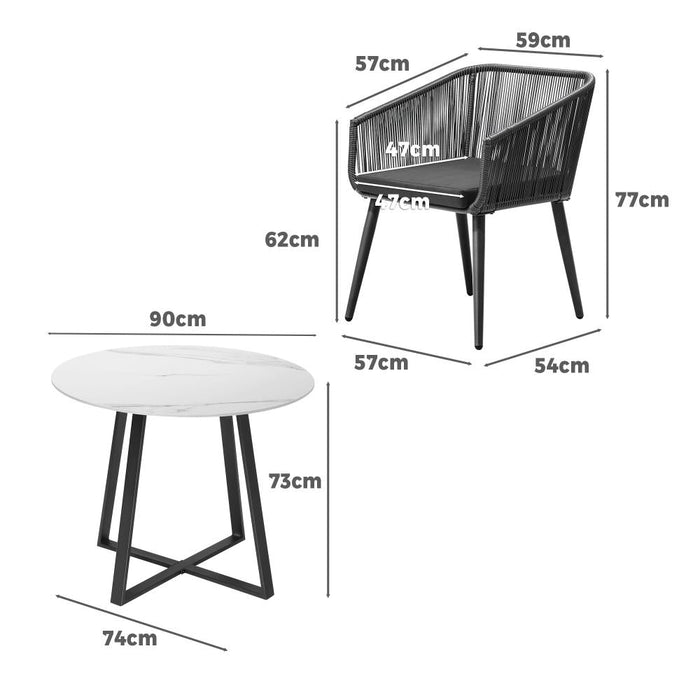 Imoli Modern Designer Outdoor Furniture Set | 3 or 5 Piece Rope Style High Quality Lounge Setting | Balcony Patio Set | 4 Models