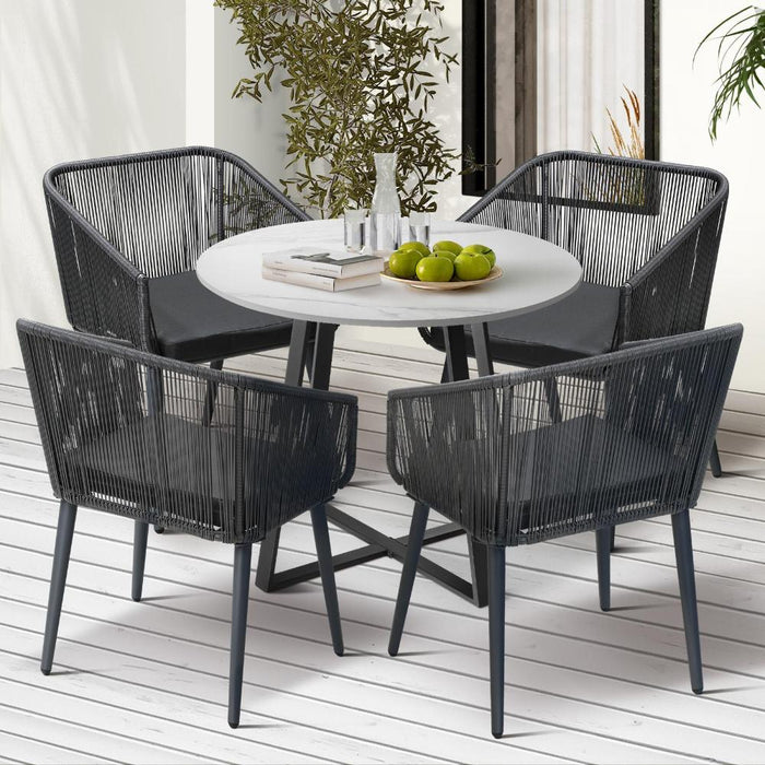 Imoli Modern Designer Outdoor Furniture Set | 3 or 5 Piece Rope Style High Quality Lounge Setting | Balcony Patio Set | 4 Models