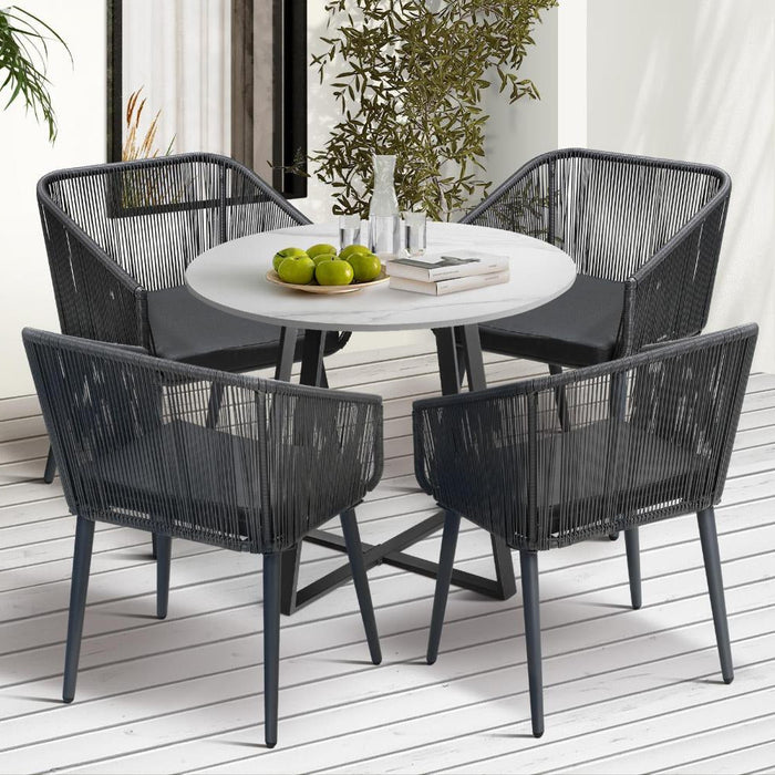 Imoli Modern Designer Outdoor Furniture Set | 3 or 5 Piece Rope Style High Quality Lounge Setting | Balcony Patio Set | 4 Models