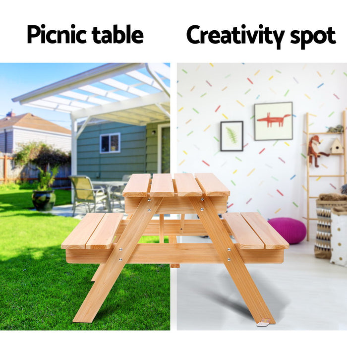 Funzee 4 Seat Kids Wooden Picnic Bench Set