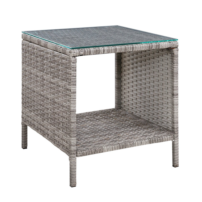 Gardenzio Side Table Coffee | Patio Outdoor Furniture Rattan Desk Indoor Garden Grey