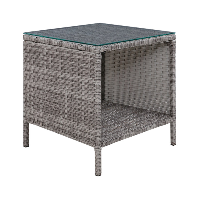 Gardenzio Side Table Coffee | Patio Outdoor Furniture Rattan Desk Indoor Garden Grey