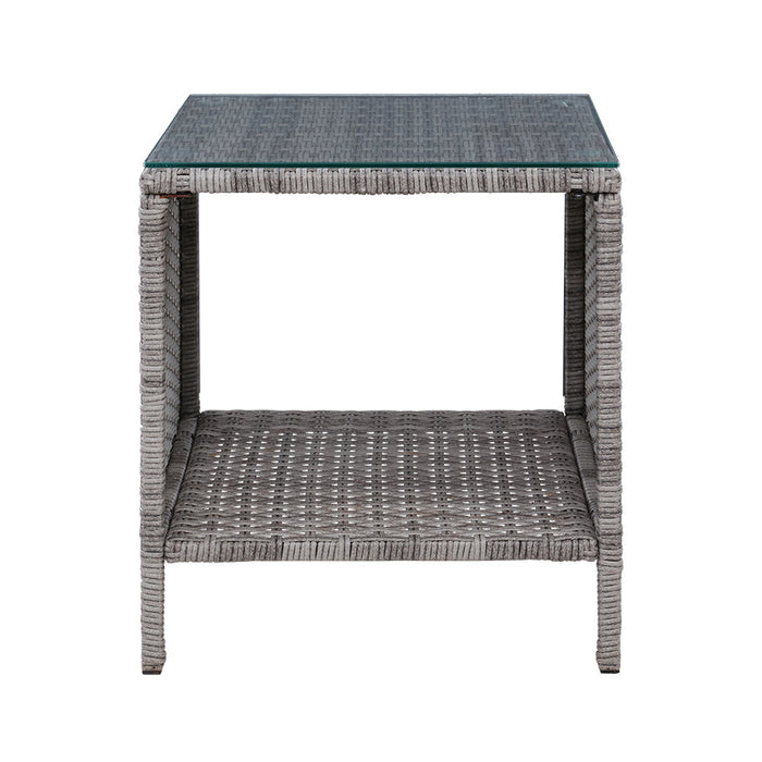 Gardenzio Side Table Coffee | Patio Outdoor Furniture Rattan Desk Indoor Garden Grey