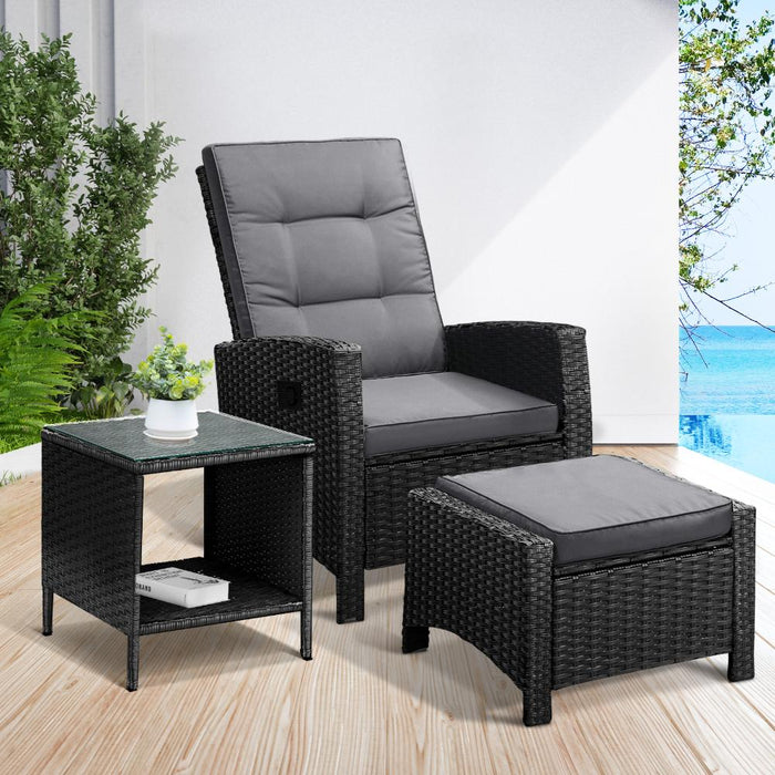 Amalfi Lux Rattan Wicker Outdoro Lounger Set | High Quality Weather Resistant Garden Patio Furniture Set | Adjustable Cushioned Lounger Sets | 2 Finishes