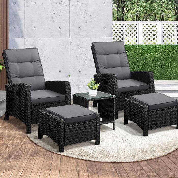 Amalfi Lux Rattan Wicker Outdoro Lounger Set | High Quality Weather Resistant Garden Patio Furniture Set | Adjustable Cushioned Lounger Sets | 2 Finishes