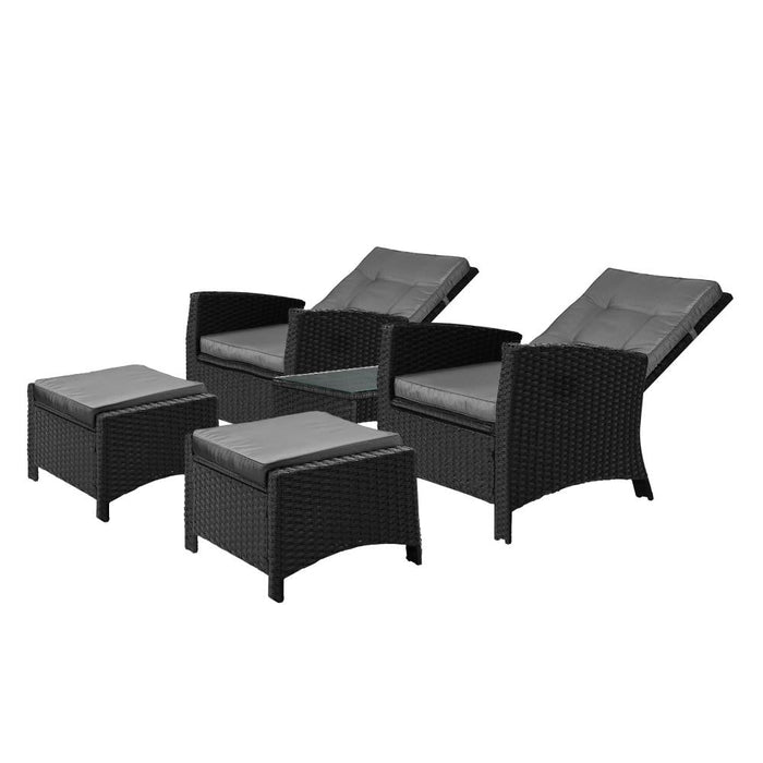 Amalfi Lux Rattan Wicker Outdoro Lounger Set | High Quality Weather Resistant Garden Patio Furniture Set | Adjustable Cushioned Lounger Sets | 2 Finishes