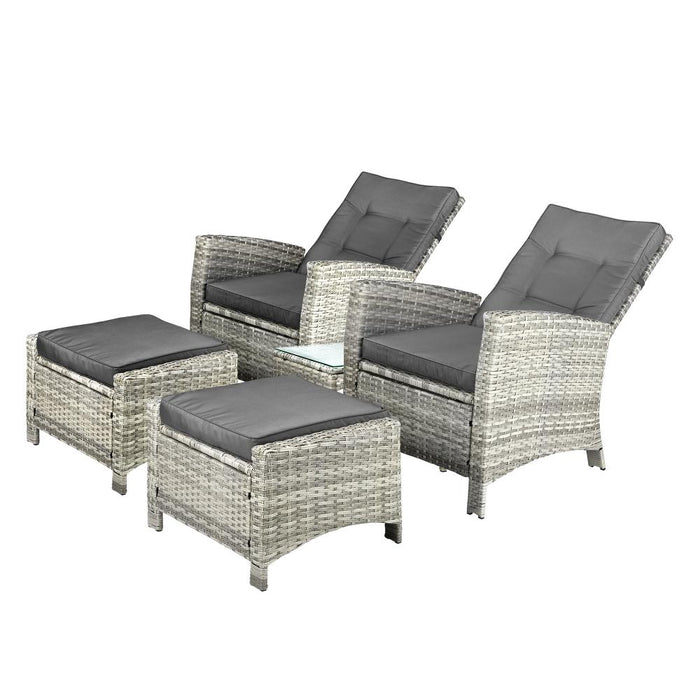 Amalfi Lux Rattan Wicker Outdoro Lounger Set | High Quality Weather Resistant Garden Patio Furniture Set | Adjustable Cushioned Lounger Sets | 2 Finishes