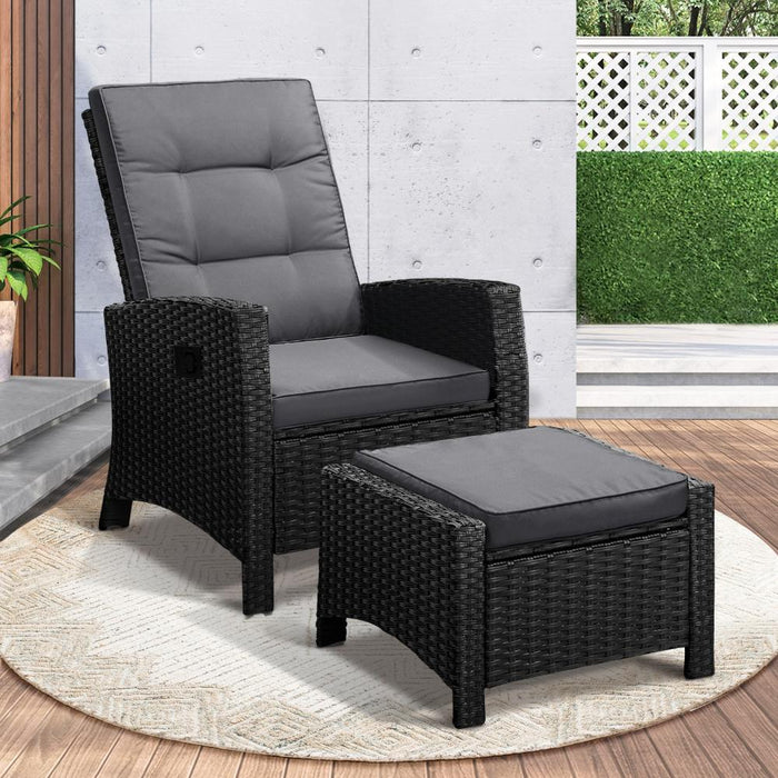 Amalfi Lux Rattan Wicker Outdoro Lounger Set | High Quality Weather Resistant Garden Patio Furniture Set | Adjustable Cushioned Lounger Sets | 2 Finishes