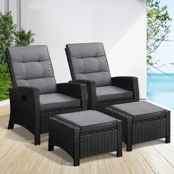 Amalfi Lux Rattan Wicker Outdoro Lounger Set | High Quality Weather Resistant Garden Patio Furniture Set | Adjustable Cushioned Lounger Sets | 2 Finishes