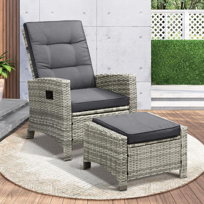 Amalfi Lux Rattan Wicker Outdoro Lounger Set | High Quality Weather Resistant Garden Patio Furniture Set | Adjustable Cushioned Lounger Sets | 2 Finishes