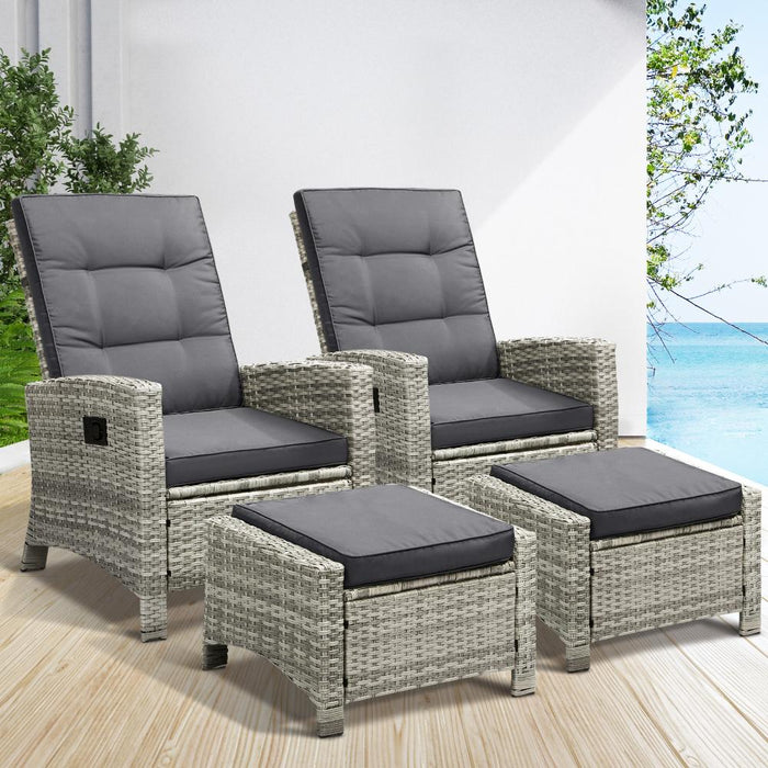 Amalfi Lux Rattan Wicker Outdoro Lounger Set | High Quality Weather Resistant Garden Patio Furniture Set | Adjustable Cushioned Lounger Sets | 2 Finishes