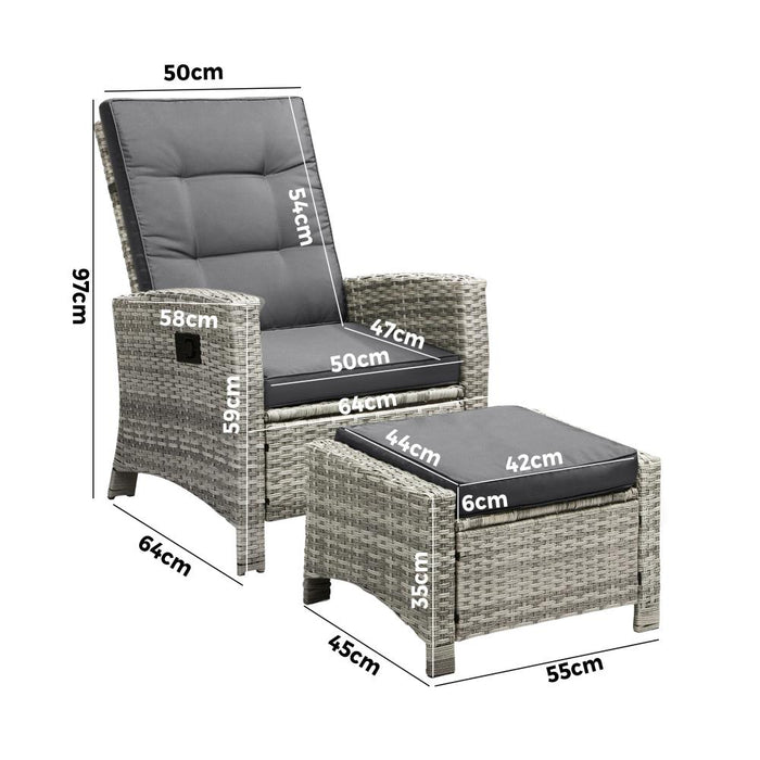 Amalfi Lux Rattan Wicker Outdoro Lounger Set | High Quality Weather Resistant Garden Patio Furniture Set | Adjustable Cushioned Lounger Sets | 2 Finishes