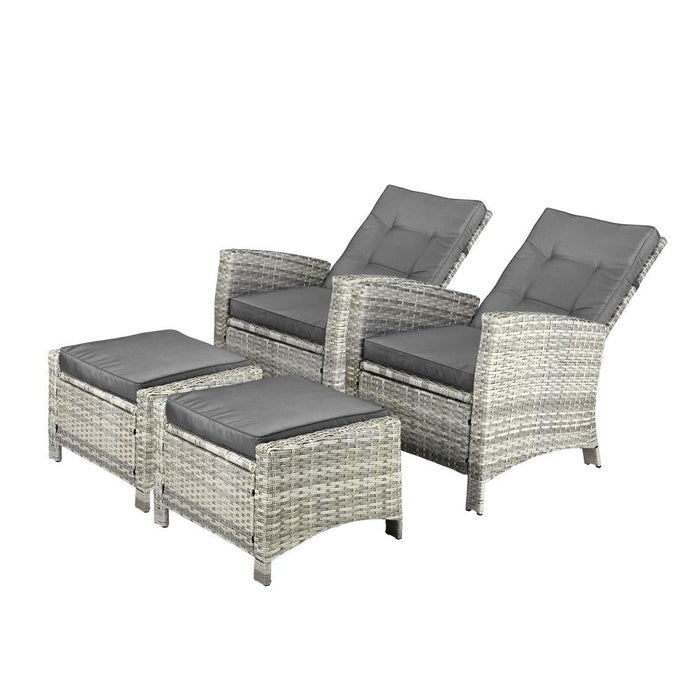 Amalfi Lux Rattan Wicker Outdoro Lounger Set | High Quality Weather Resistant Garden Patio Furniture Set | Adjustable Cushioned Lounger Sets | 2 Finishes