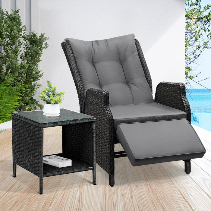 Positano Lux Rattan Wicker Outdoro Lounger Set | High Quality Weater Resistant Garden Patio Furniture Set | Adjustable Cushioned Lounger Sets | 2 Finished