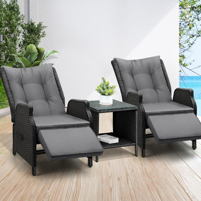 Positano Lux Rattan Wicker Outdoro Lounger Set | High Quality Weater Resistant Garden Patio Furniture Set | Adjustable Cushioned Lounger Sets | 2 Finished