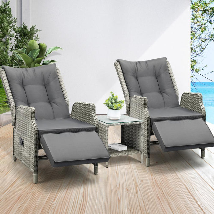 Positano Lux Rattan Wicker Outdoro Lounger Set | High Quality Weater Resistant Garden Patio Furniture Set | Adjustable Cushioned Lounger Sets | 2 Finished