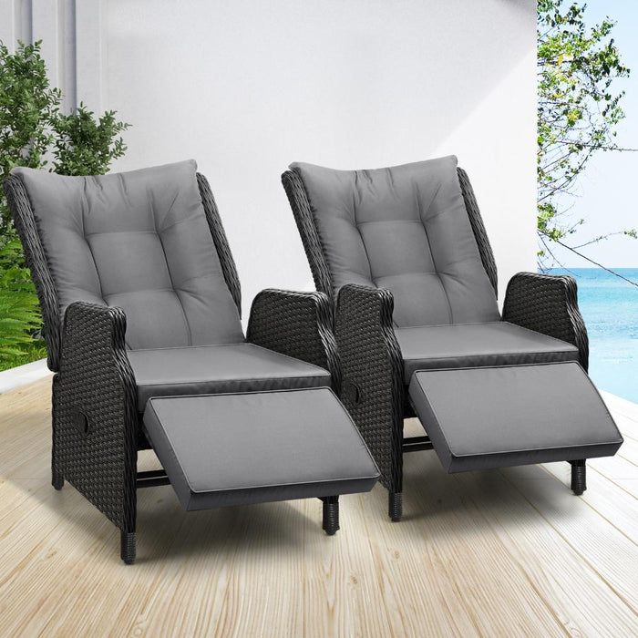 Positano Lux Rattan Wicker Outdoro Lounger Set | High Quality Weater Resistant Garden Patio Furniture Set | Adjustable Cushioned Lounger Sets | 2 Finished