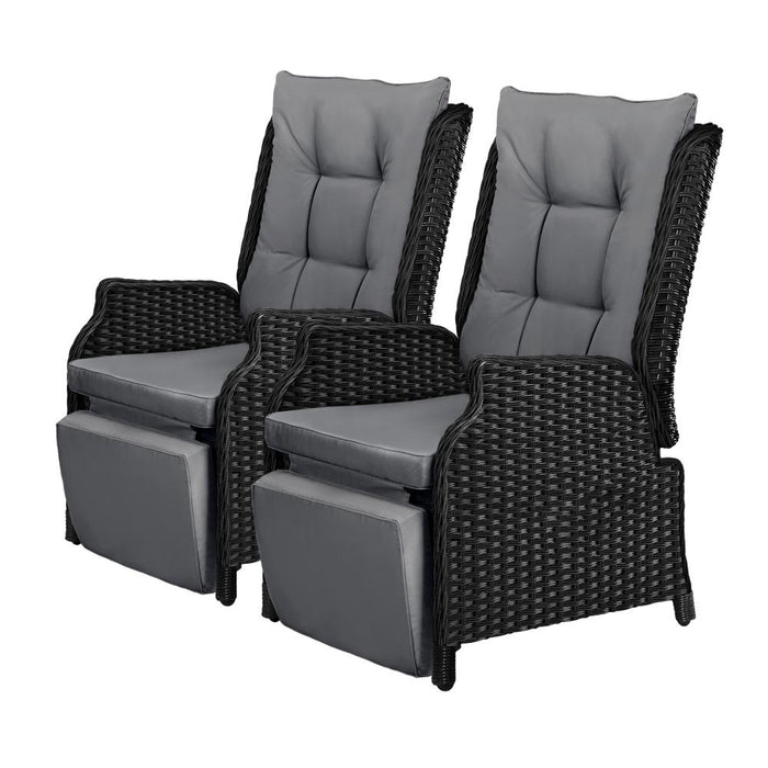 Positano Lux Rattan Wicker Outdoro Lounger Set | High Quality Weater Resistant Garden Patio Furniture Set | Adjustable Cushioned Lounger Sets | 2 Finished