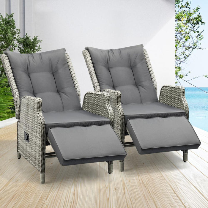 Positano Lux Rattan Wicker Outdoro Lounger Set | High Quality Weater Resistant Garden Patio Furniture Set | Adjustable Cushioned Lounger Sets | 2 Finished