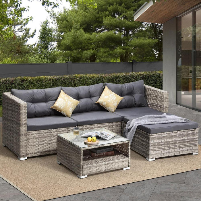 Ariana High Quality Wicker Outdoor Lounge Set | 4 or 6 Seater Modern Rattan Lounge Set with Table | 2 Colours