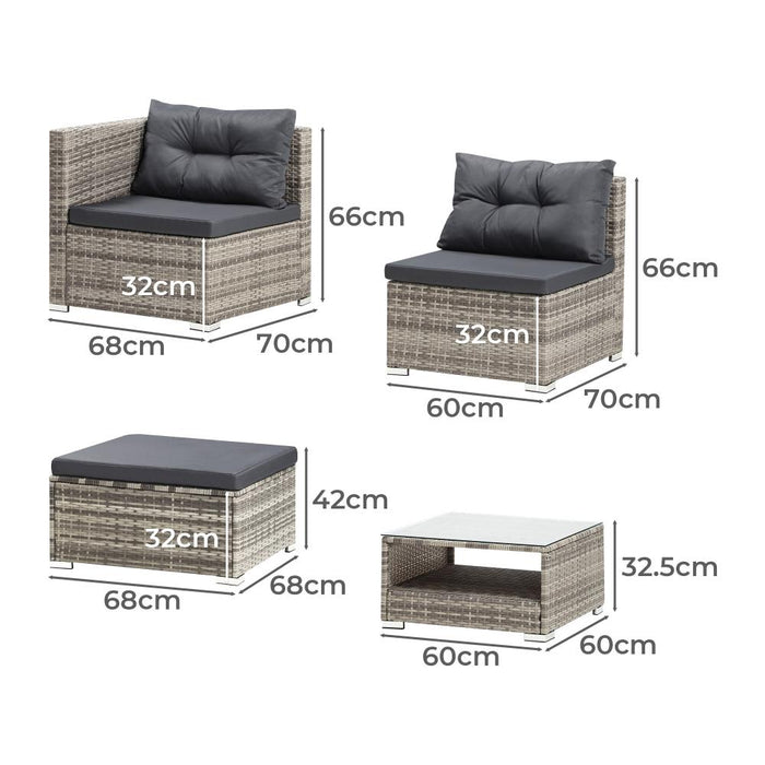 Ariana High Quality Wicker Outdoor Lounge Set | 4 or 6 Seater Modern Rattan Lounge Set with Table | 2 Colours