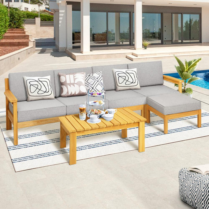 Playa Bonita Wooden Outdoor Lounge Set | Flexi Layout Modern Outdoor Patio Furniture Set | 4-7 Seater Options