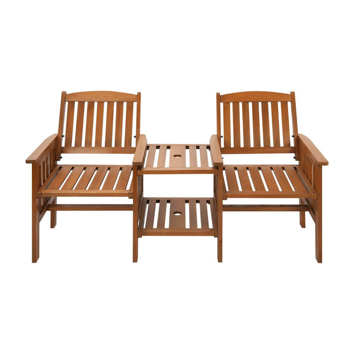 Premium Brown Wooden Loveseat Chair & Table Set | Outdoor Patio Furniture Set by Livsip