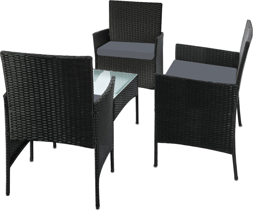 Carlo 4pc Outdoor Wicker Table and Chair Set | Delxue Rattan Furniture Set with Cushions by Livsip