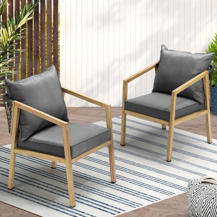 Set of Two Breeze Designer Outdoor Chairs | Soft Cushioned Modern Patio Lounge Chairs | 2 Models