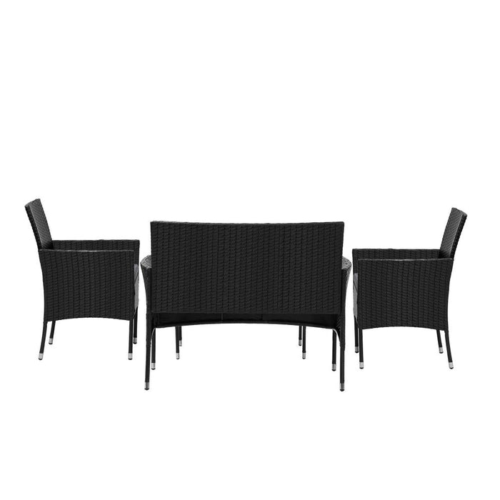 Terraza Premium Wicker Rattan 4pc Outdoor Furniture Set | 4 Piece Outdoor Lounge and Table Patio Set | 2 Colours