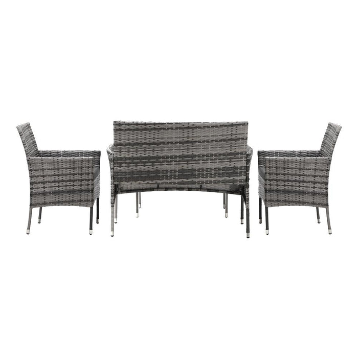 Terraza Premium Wicker Rattan 4pc Outdoor Furniture Set | 4 Piece Outdoor Lounge and Table Patio Set | 2 Colours