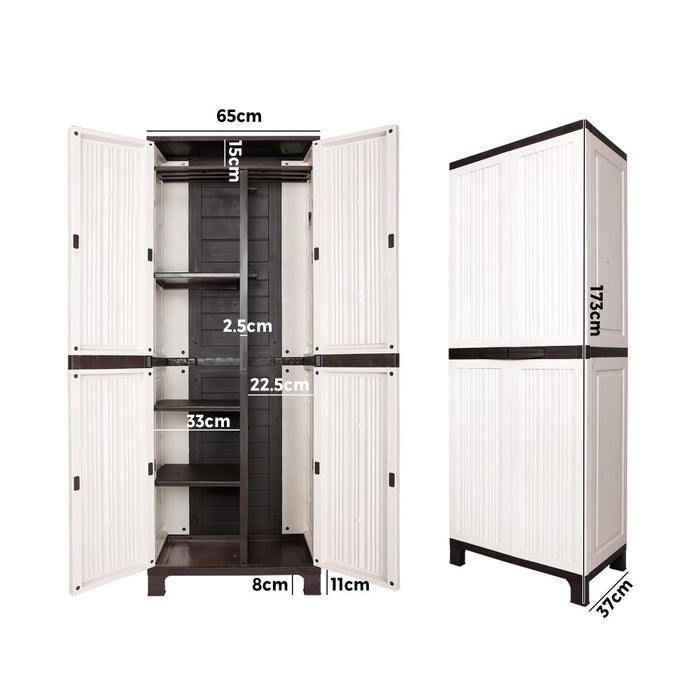 Forte Indoor Outdoor Tall Storage Cabinet | Garage Garden Cupboard Adjustable & Lockable by Livsip