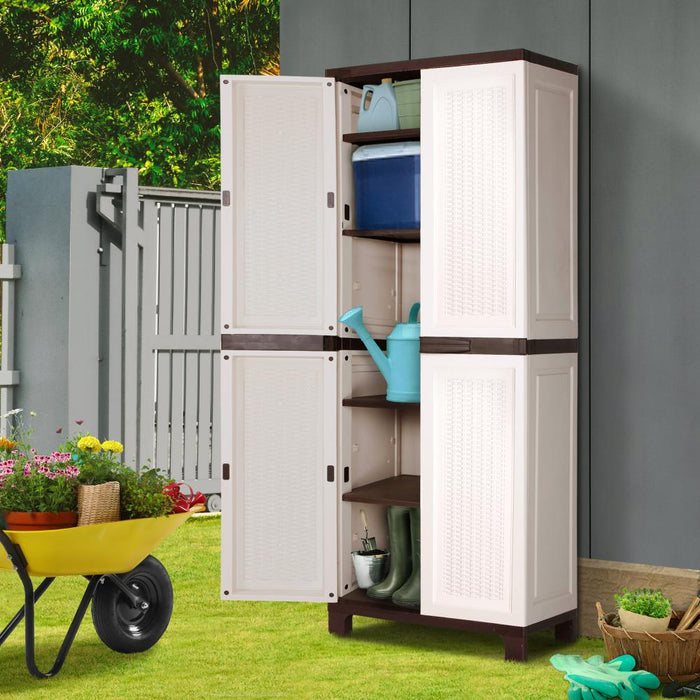 Terra Indoor Outdoor Tall Storage Cabinet | Garage Garden Cupboard Adjustable & Lockable by Livsip