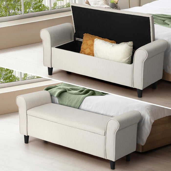 Premium  Fabric Two in One Ottoman Storage Bench Box & Day Bed | 2 Colours