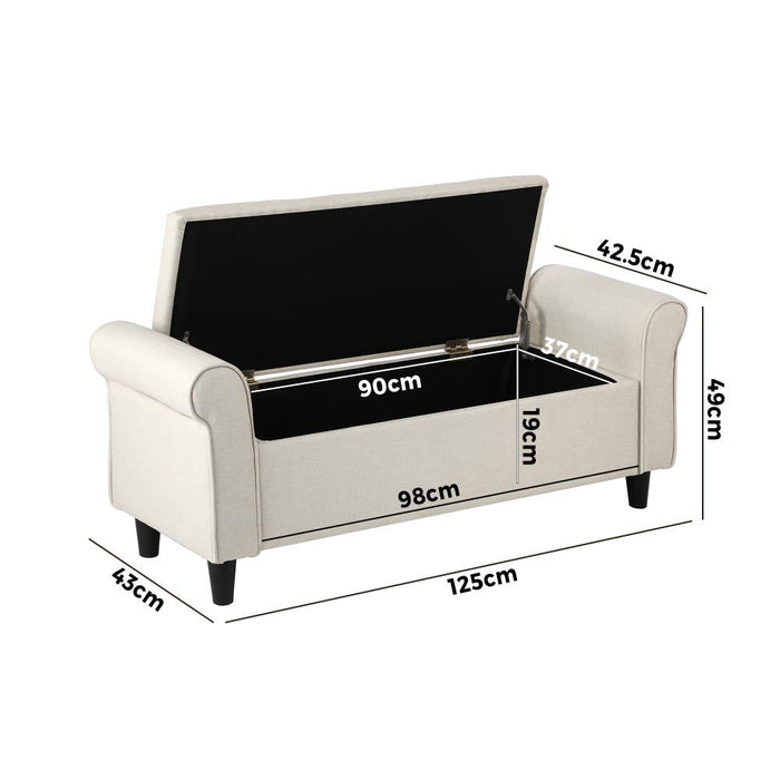 Premium  Fabric Two in One Ottoman Storage Bench Box & Day Bed | 2 Colours