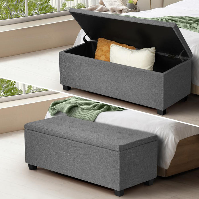 Premium Fabric Two in One Ottoman Storage Box and Seating Bench | 2 Designs | 3 Colours