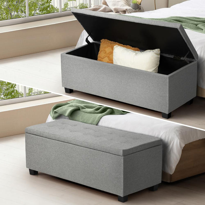 Premium Fabric Two in One Ottoman Storage Box and Seating Bench | 2 Designs | 3 Colours