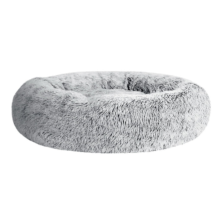 Large 90cm Plush Calming Pet Bed | Soft Removable Cover Dog Cat Bed - Charcoal