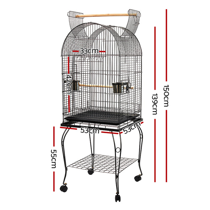 53cm Large Anti Rust Bird Cage with Perch in Black by i.Pet