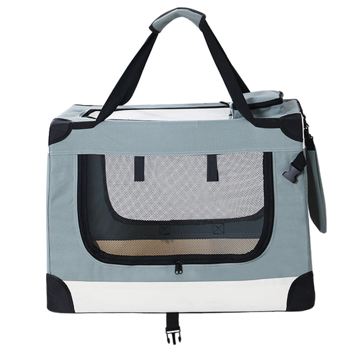 90 cm 2XL Portable Soft Crate Pet Carrier | Foldable Travel Dog Cat Carrier - Light Grey