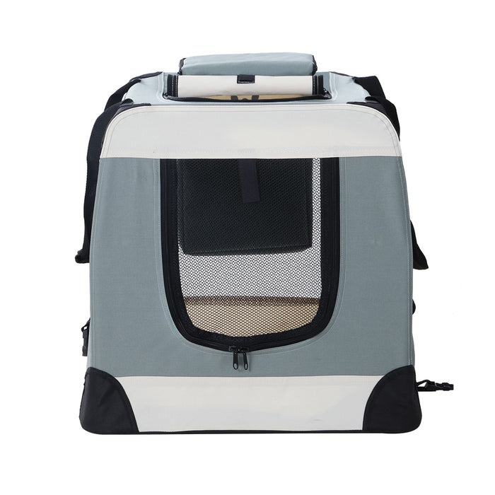 90 cm 2XL Portable Soft Crate Pet Carrier | Foldable Travel Dog Cat Carrier - Light Grey