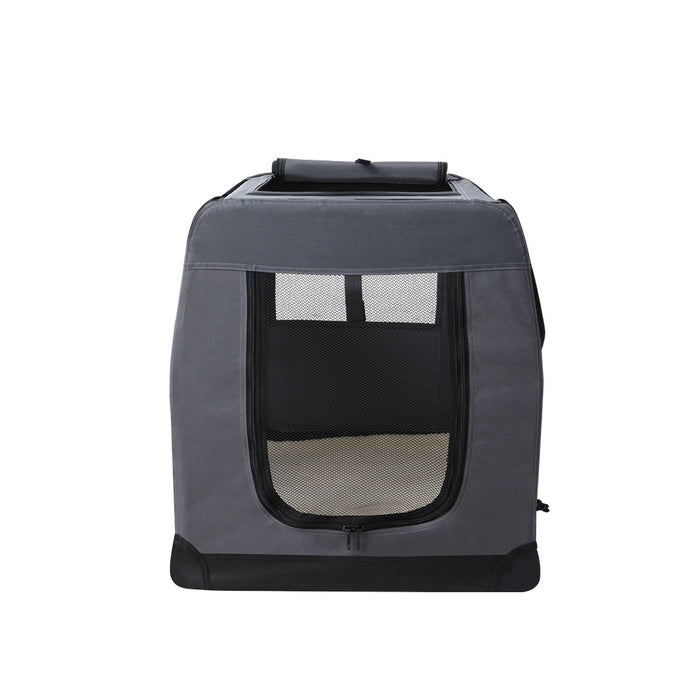 60cm Medium Portable Soft Crate Pet Carrier | Foldable Travel Dog Cat Carrier - Grey