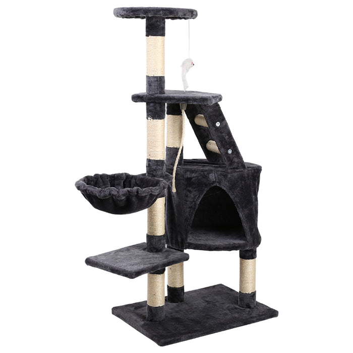 120cm Cat Tree Scratching Post Scratcher Tower | Wooden Multi Level Cat Condo House