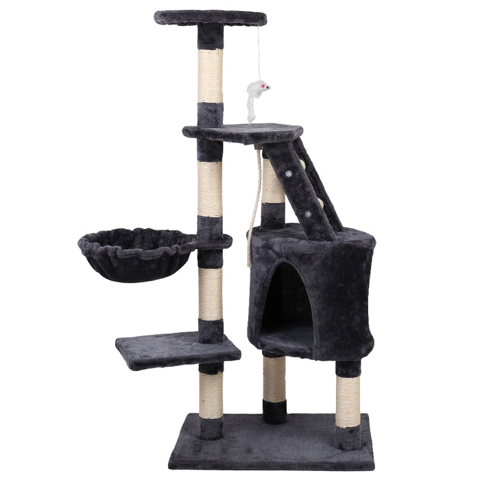 120cm Cat Tree Scratching Post Scratcher Tower | Wooden Multi Level Cat Condo House