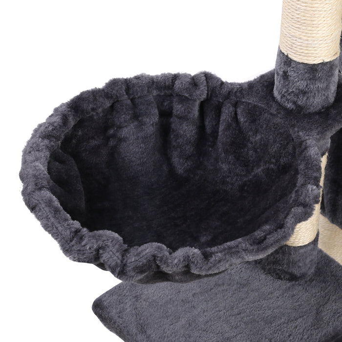 120cm Cat Tree Scratching Post Scratcher Tower | Wooden Multi Level Cat Condo House