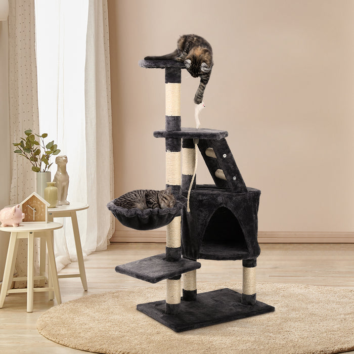 120cm Cat Tree Scratching Post Scratcher Tower | Wooden Multi Level Cat Condo House