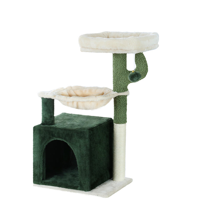 78cm Cat Tree Tower Scratching Post Scratcher | Cat Wood Condo House with Toys Green