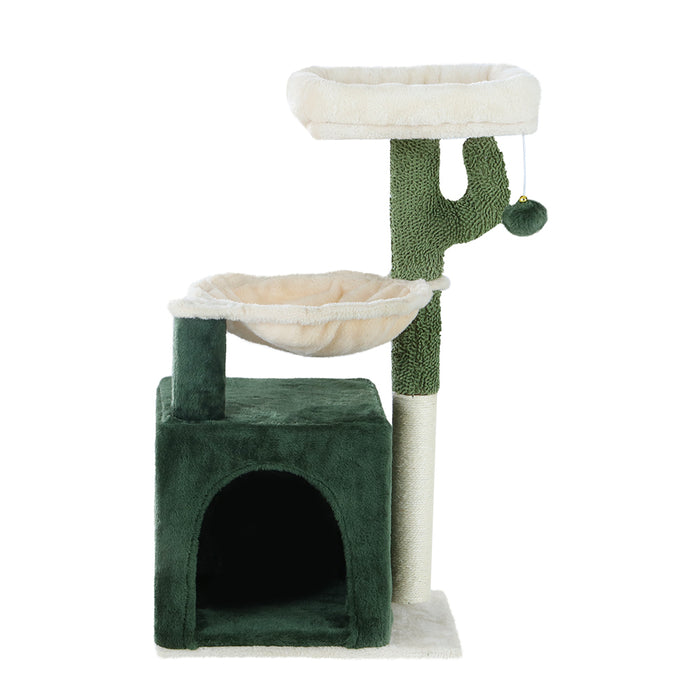 78cm Cat Tree Tower Scratching Post Scratcher | Cat Wood Condo House with Toys Green