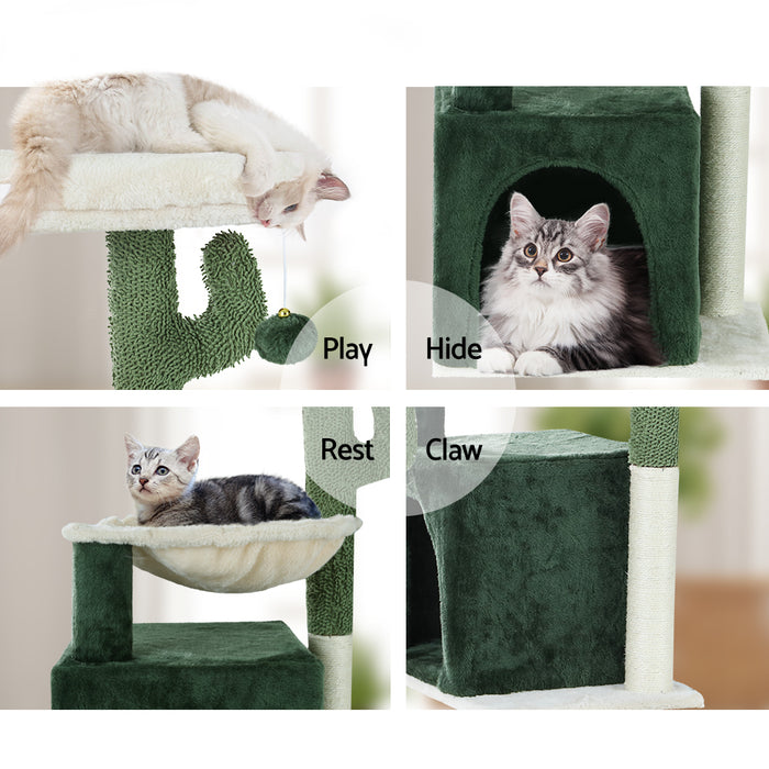 78cm Cat Tree Tower Scratching Post Scratcher | Cat Wood Condo House with Toys Green